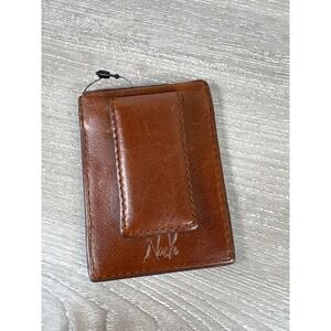 Patricia Nash Mens Tan Genuine Leather Magnetic Money Clip Card Holder Wallet